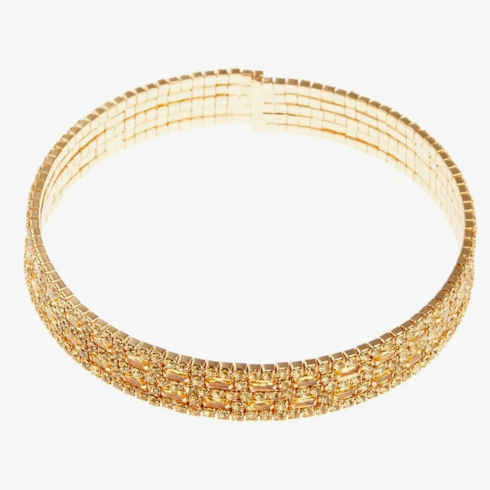 8 Other Reasons Gold Crystal Multi-Row Choker Necklace
